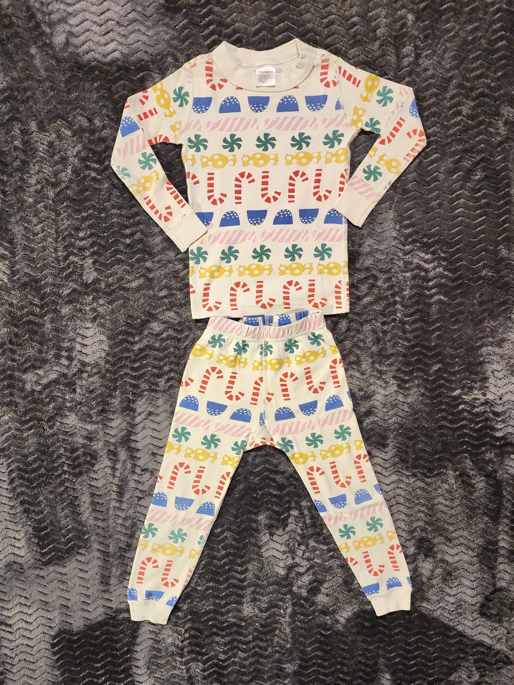 Hanna Andersson Pajamas Set - Size 4 - Cream Multicolor Candy (Holiday)